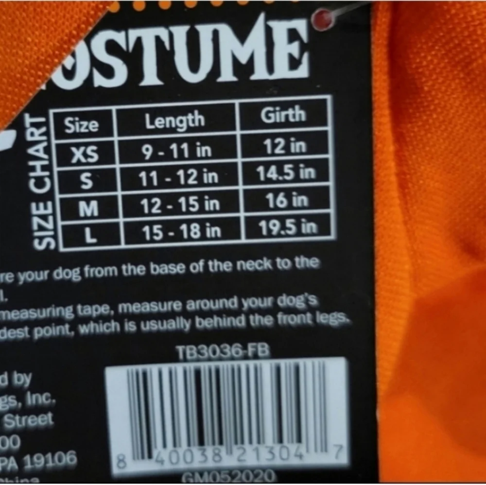 Pumpkin jack-o-lantern Halloween dog costume small